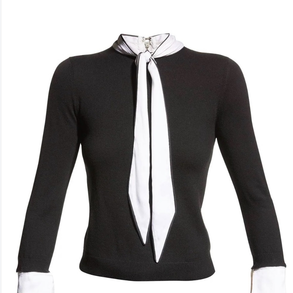 Alice and Olivia Zani Bow Collar Sweater Size M - Picture 6 of 16
